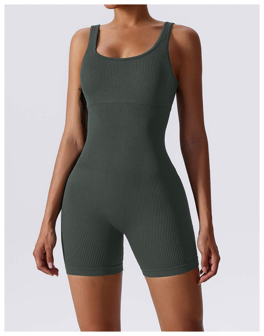 Olive Green snatched seamless romper - The True Professional Co