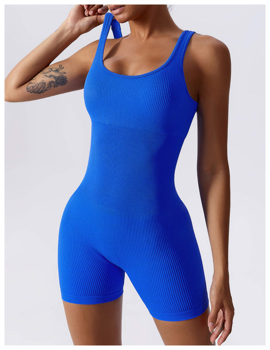Royal Blue snatched seamless romper - The True Professional Co
