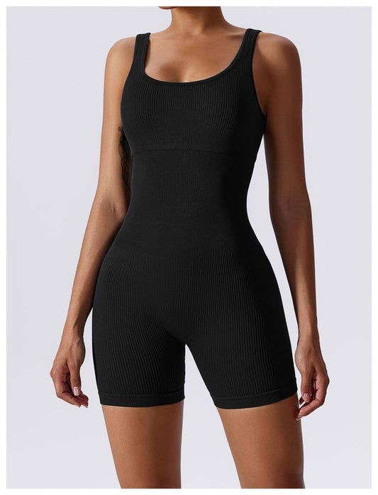 Instant Elegance: Black Snatched Seamless Romper - The True Professional Co
